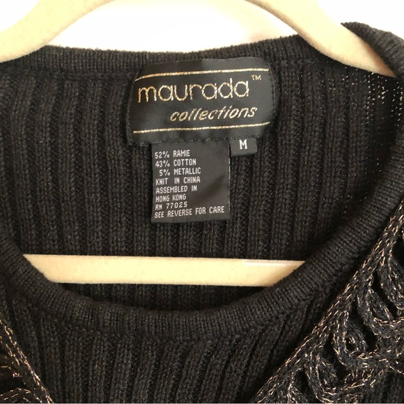 Maurada Collections, Black Sweater gold thread, Size M - Picture 9 of 10